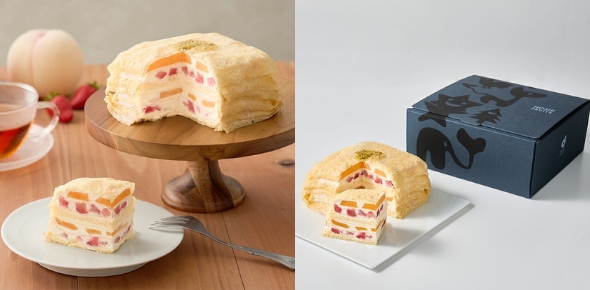 ホシフルーツの誕生日祝いスイーツ・お菓子_ホシフルーツ桃と苺のミルクレープ