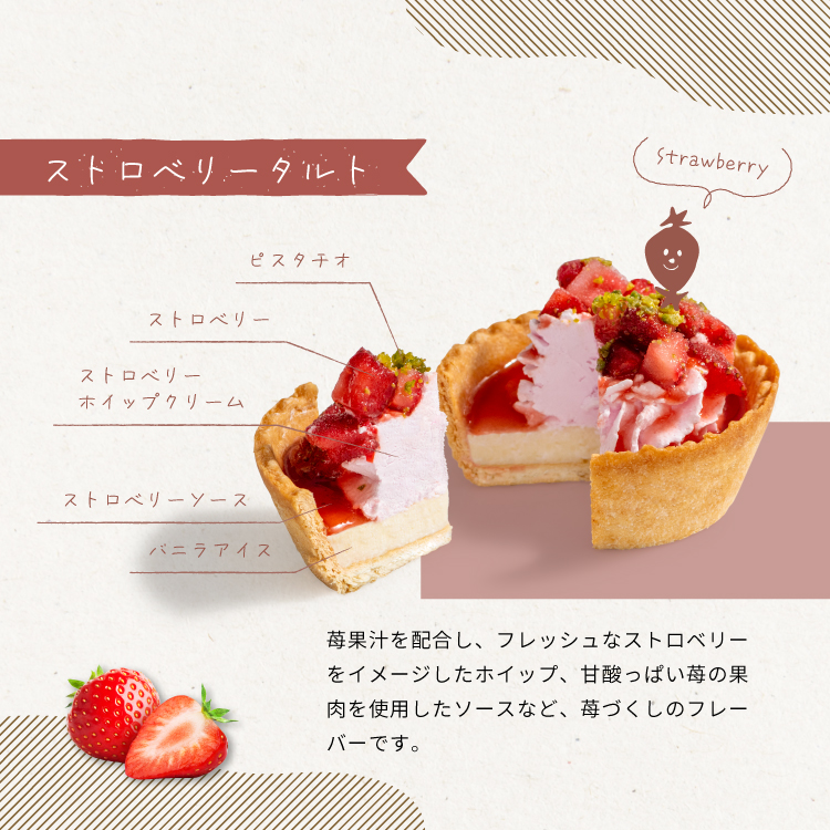 ストロベリーのアイスクリームタルト
