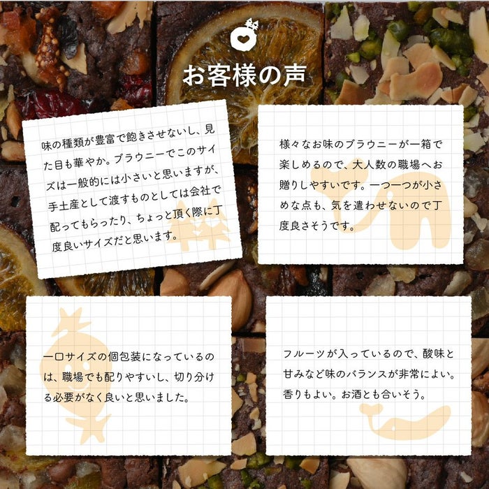 お客様の声_ホシフルーツ ナッツとドライフルーツの贅沢ブラウニーテトラBOX