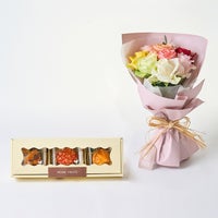 ホシファーム　フリルブーケ　カラフル８本＆ホシフルーツ　煌めき果実のカップケーキ３個