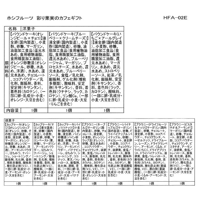 ホシフルーツ 彩り果実のバラエティギフト14個 （人気菓子3種・ジュース）_食品一括表示１